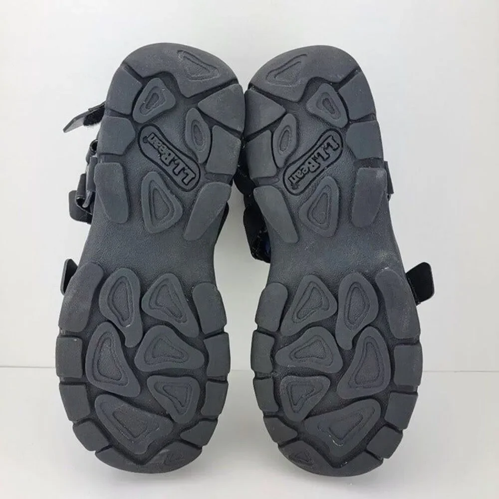 L.L. Bean Mens Size 8 Black Blue OBR77 Vintage Chunky 90's Water Hiking Sandals